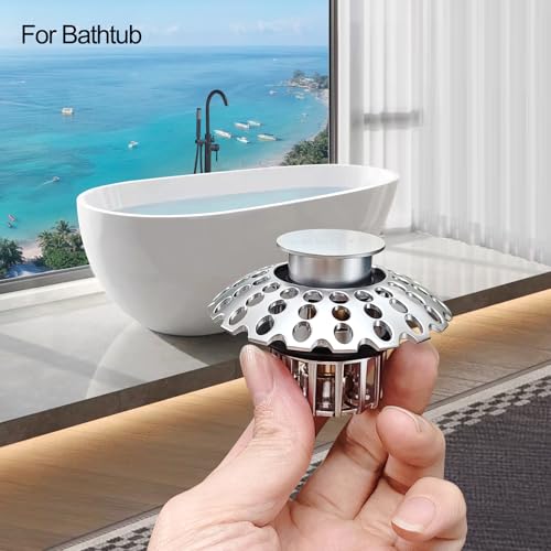 LEKEYE Tub Stopper | Shower Drain Hair Catcher | Bathroom Bathtub Plug | Pop Up Bathtub Drain Stopper for 1-1/2" to 1-3/4" Bath Drain Hole - Pearl Chrome - style: 2075