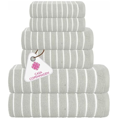 CASA COPENHAGEN Ecstatic 6Pcs 100% Egyptian Cotton Large Designer Towels Gift Set- Mauve, 600GSM, 2Bath 2Hand 2Washcloths, Bath Towels for Bathroom Set for Women & Men - color: Ecstatic - Mauve, size: 6Pcs Towel Set