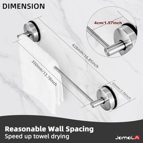 JOMOLA Towel Bar Suction Hand Towel Rack for Bathroom Stainless Steel Kitchen Towel Rail Holder Storage Hanger No Drilling Towel Bar Brushed Finish,17 inches - color: Silver