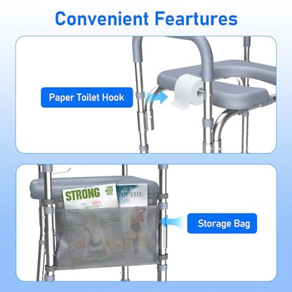 Raised Toilet Seat with Handles,Toilet Seat Risers with Adjustable Height & Width, 400lb Capacity, Fit Any Toilet for Easy & Independent Use, Secure Support for Seniors, Bariatric & Disabled, Gery