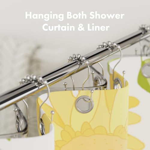 AmazerBath Shower Curtain Hooks, Shower Curtain Rings, Metal Chrome Shower Curtain Hooks Rust Proof, Smooth Glide Double Shower Hooks for Shower Curtain, Shower Rod Hooks 12Pcs - color: Chrome, style: Double Shower Hooks