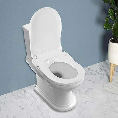 D-shaped Non Electric Bidet Toilet Seat, Non Electric Swash Ecoseat Elongated Comfort Fit Toilet Seat Bidet Attachment for Elongated Toilets, Dual Nozzle System, 18.9 * 13.7 * 3.07in