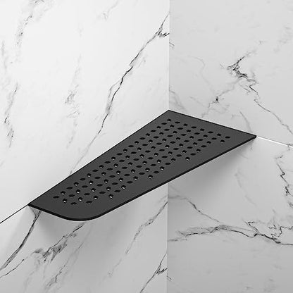 Corner Shower Shelf 12", 304 Stainless Steel Quadrilateral Shelf | Heavy Duty Recessed Bathroom Shelf, Matte Black - color: Black