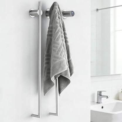 Bathroom Heated Towel Rack, Chrome Towel Warmer,2Bars,110V | Smart Touch Control, Wall Mounted, Concealed Hardwired, Stainless Steel, Dry Towels in Modern Bathrooms, Space-Saving Design - color: Chrome-2 Bars