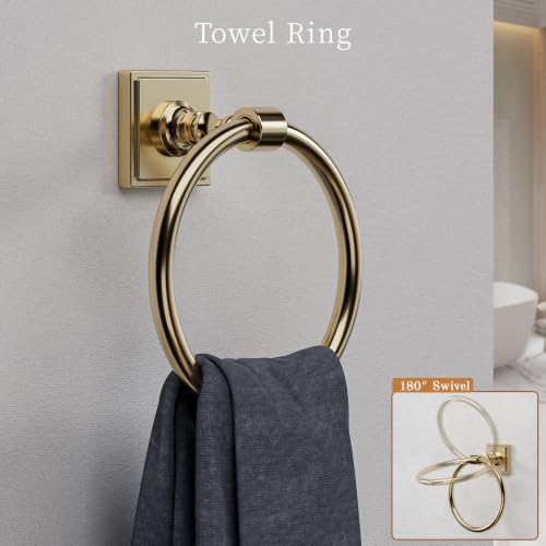 Champagne Bronze Bathroom Accessories Set, 5 Piece Bathroom Towel Holder Set, SUS304 Stainless Steel 24" Towel Bar, Towel Rack Set for Bathroom, Bathroom Hardware Set Wall Mounted - color: Champagne Bronze