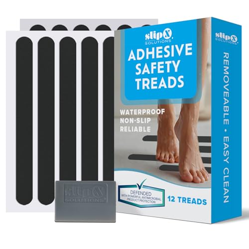 SlipX Solutions Non Slip Bathtub Stickers, 12 Strip Treads, 7.5X.75, Black | Reliable Grip For Tubs, Showers, Stairs & More, Easy Install, Strong Adhesive, Microban Infused, Design Your Own Pattern - color: Black, size: 12-Count