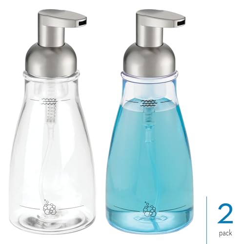 iDesign Refillable Foaming Soap Dispenser for Kitchen or Bathroom Vanity - Set of 2 - Clear/Brushed Nickel - color: Clear/Brushed Nickel, style: Pack of 2