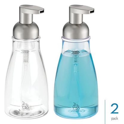iDesign Refillable Foaming Soap Dispenser for Kitchen or Bathroom Vanity - Set of 2 - Clear/Brushed Nickel - color: Clear/Brushed Nickel, style: Pack of 2