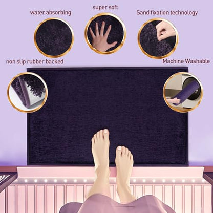 Shower Curtain Sets with Rugs and Adjustable Toilet Seat Cover | 4 Pcs Gark Purple Bathroom Sets with Shower Curtain and Rugs and Microfiber Toilet Lid Cover - color: Gark Purple