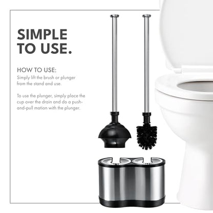 ToiletTree Products Modern Deluxe Freestanding Toilet Brush and Plunger Combo - 5.5" x 9.5" x 18.5" (2 Pack) - style: Combo 2 Pack