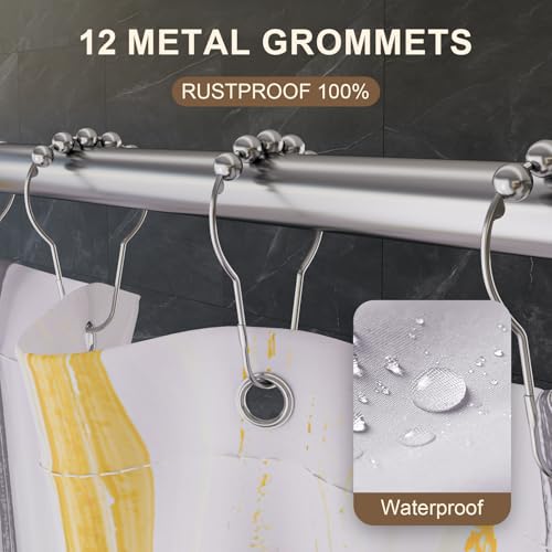 XLHOMO Black Bathroom Accessories Set - 24PCS Bathroom Sets with Shower Curtain and Rugs,Waterproof Black and White Shower Curtain Set, Toilet Brush, Trash Can & Soap Dispenser - size: Bath Set+Shower Curtain+Bath Rugs, style: Black2
