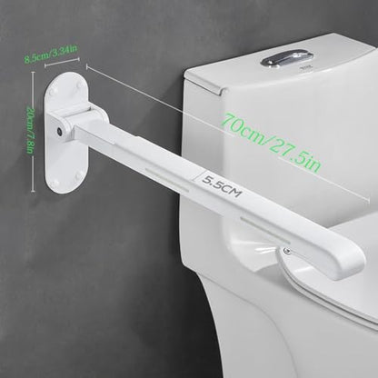 Grab Bars,Flip up Grab Bars for Bathroom,Folding Grab Bar,White | Stainless Steel Material,Night Glow Strips on Both Sides,Wall Mounted,Non Slip Waterproof Elderly Handicap Bars - color: White
