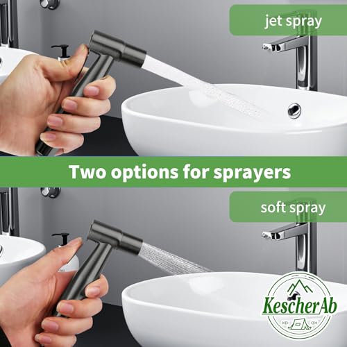 Handheld Toilet Bidet Sprayer for Toilet | Adjustable Water Pressure Control with Complete Bidet Spray Hoses Kit for Feminine Wash, Cloth Diaper Sprayer for Baby Wash - color: Gray