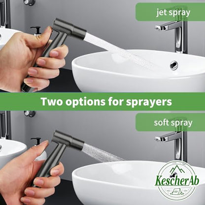 Handheld Toilet Bidet Sprayer for Toilet | Adjustable Water Pressure Control with Complete Bidet Spray Hoses Kit for Feminine Wash, Cloth Diaper Sprayer for Baby Wash - color: Gray