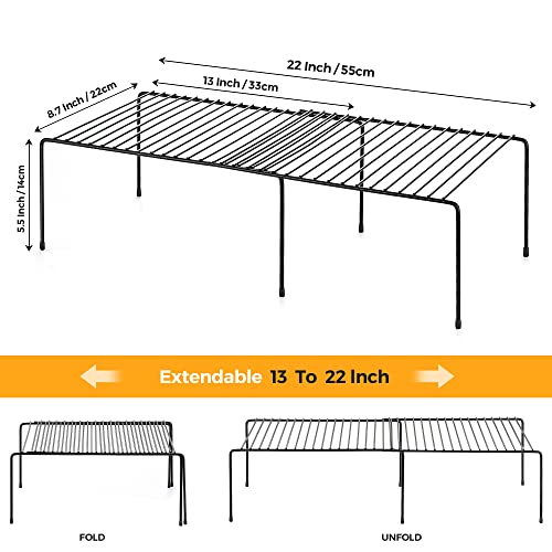 Ravinte 1 Pack Expandable Freezer Shelf Organizer, Black Kitchen Storage | Rustproof Metal Wire, Adjustable Width, Fridge, Pantry, Cupboard, Countertop, Easy Install, No Tools Needed, Space Saving - color: Black