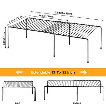 Ravinte 1 Pack Expandable Freezer Shelf Organizer, Black Kitchen Storage | Rustproof Metal Wire, Adjustable Width, Fridge, Pantry, Cupboard, Countertop, Easy Install, No Tools Needed, Space Saving - color: Black