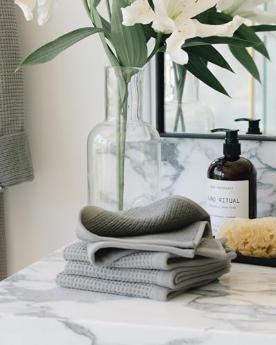 Cozy Earth Waffle Washcloths, Mini Textured Waffle Weave Pattern | 60% Cotton 40% Viscose from Bamboo Washcloths 13 x 13 Inches, Soft and Absorbent Terry, 4 Pack - color: Charcoal, size: Washcloth