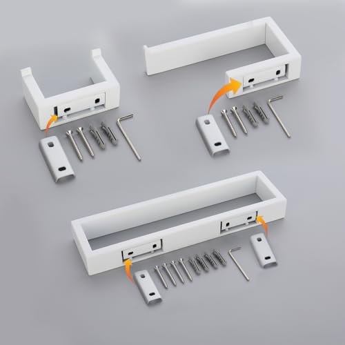 GERZWY 3-Piece Bathroom Accessory Set Stainless Steel Toilet Paper Holder Towel Ring Towel Hooks Wall Mount, White - color: White