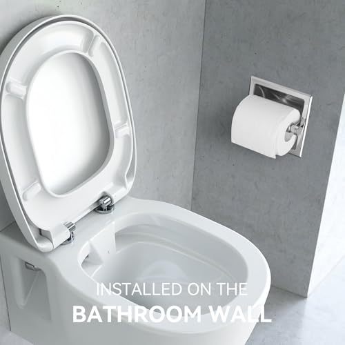 JunSun Polished Chrome Recessed Toilet Paper Holder Stainless Steel Toilet Paper Roll Holder Tissue Holder Modern Tissue Roll Dispenser Square Jumbo Mega Roll Holder - Rear Mounting Bracket Included - color: Polished Chrome