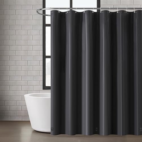 LONDON FOG 8G PEVA Shower Liner with Metal Grommets 1-Piece Standard Shower Curtain in Black, 70 x 72, PEVA, Adult, All Season, Oeko-TEX Certified - color: Black