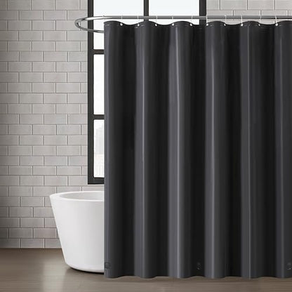LONDON FOG 8G PEVA Shower Liner with Metal Grommets 1-Piece Standard Shower Curtain in Black, 70 x 72, PEVA, Adult, All Season, Oeko-TEX Certified - color: Black