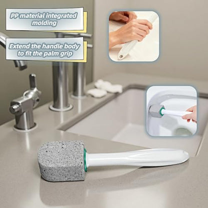 Pumice Toilet Brush Scrubber with 9.5” Handle - 1 Scrubber + 4 Pumice Stones - Remove Hard Water Stains, Rust & Lime from Toilet, Tub, Tile, Grill & Pool - No-Scratch, Easy Grip