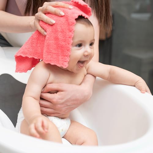 Slick- Baby Washcloths, 12 Pack, 10"x10", Microfiber Coral Fleece Baby Towels, Soft & Highly Absorbent Wash Cloths for Newborns, Infants and Toddlers, Gentle on Delicate Skin for Face, Hands and Body