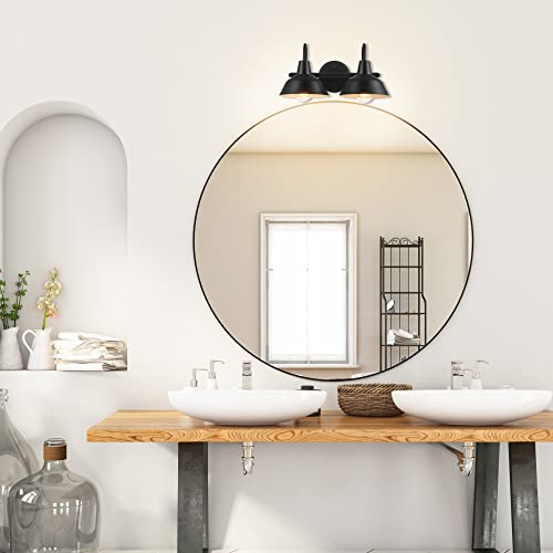 Globe Electric 63000004 3-Piece Bathroom Set, Matte Black, 15.5" 2-Light Vanity Light, Towel Ring, Toilet Paper Holder, Bulb Not Included - color: Matte Black, Brooklyn (3-Piece)