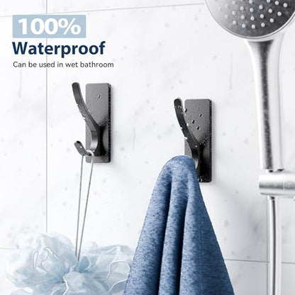 10-Pack Self Adhesive Towel Hooks: Extra Strong 13LB, Stainless Hook for Hanging Loofah, Towels, Coat, Bath Robe Bathroom Shower, Black - color: Black, size: 10 Pack