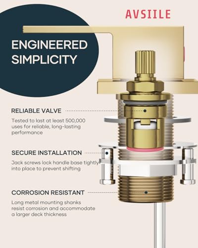 AVSIILE Waterfall Bathroom Faucet 3 Hole, Brushed Gold 8 Inch Widespread Modern 3 Piece Bathroom Sink Faucets & Parts, Touch On Lavatory Faucet for Bathroom Vanity - color: Brushed Gold, style: Straight Spout
