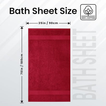 Infinitee Xclusives – Luxury Bath Sheets Towels – 1 Pack 600 GSM (35X70 Inches) – 100% Ring Spun Cotton Large Bath Towels for Bathroom (Burgundy, Bath Sheets - Pack 1) - color: Burgundy, size: Bath Sheet - 1 Pack