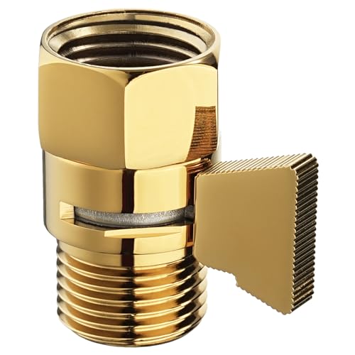Angle Simple Shower Flow Control Valve, Water Shut Off Valve, Polished Gold | Brass Water Flow Restrictor, G 1/2 Pressure Reducer for Handheld Shower Head or Bidet Sprayer - color: Titanium Gold
