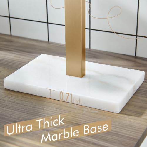 KOKOSIRI Hand Towel Holder Stand Towel Rack with Marble Base for Bathroom Kitchen Vanity Countertop, Champagne Bronze Stainless Steel 15.7'' Height THS0002-SM-CPG - color: Champagne Bronze, size: 1-Bar