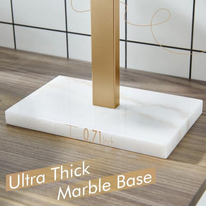 KOKOSIRI Hand Towel Holder Stand Towel Rack with Marble Base for Bathroom Kitchen Vanity Countertop, Champagne Bronze Stainless Steel 15.7'' Height THS0002-SM-CPG - color: Champagne Bronze, size: 1-Bar