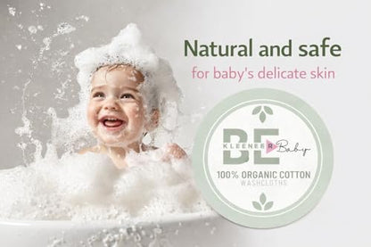 Baby 100% Organic Cotton Washcloths, White, Soft Absorbent for Babies Face and Body, Newborn, Kids, Toddlers, Infant, Gentle on Sensitive Skin, Reusable, 8 Pack