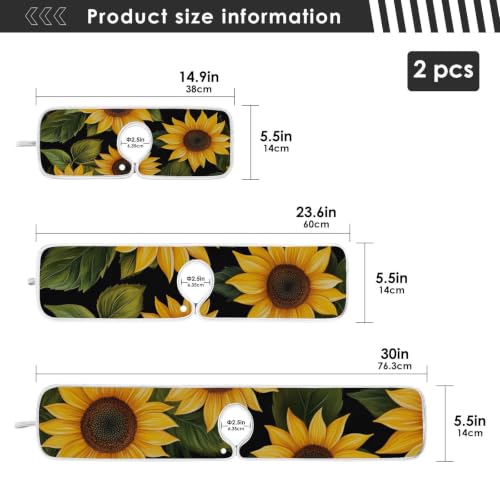 Sink Splash Guard Behind Faucet Mat for Kitchen Drain Mats Handle Drip Catcher Tray for Bathroom 15 inch Dish Drying Pad Microfiber 2Pack Sunflower Black - size: S