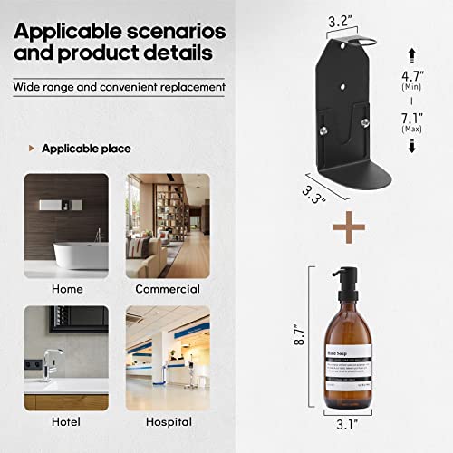 Wall Mount Soap Dispenser Holder with Adjustable Tray, 304 Stainless Steel Rustproof Shower Dispenser Holder for Refillable Bottles (Single) - color: Black(single)