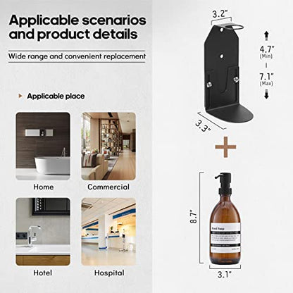 Wall Mount Soap Dispenser Holder with Adjustable Tray, 304 Stainless Steel Rustproof Shower Dispenser Holder for Refillable Bottles (Single) - color: Black(single)