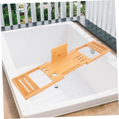 Bamboo Bathtub Rack Expandable Spa Tray Bath Tub Organizer Non-Slip Spa Accessories