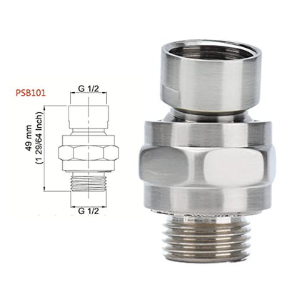 Swivel Shower Head Adapter, Ball Joint Shower Adapter, Copper Shower Diverter Valve for Fixed, Hand Held or Rain Shower Heads