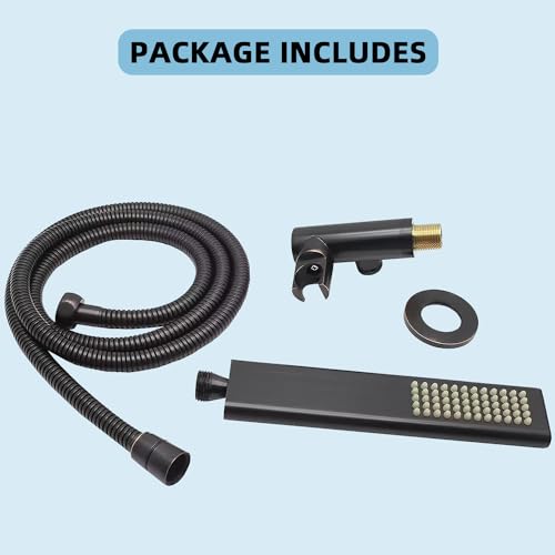 Solid Brass Handheld Shower Head Arc Design High Pressure Oil Rubbed Bronze Hand Shower Wand with Adjustable Supply Elbow Wall Connector Shower Holder and 59″ Stainless Steel Hose Set - color: Oil Rubbed Bronze