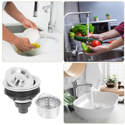 Healeved Universal Bathtub Drain Stopper Shower Drain Hair Catcher with Stainless Steel Plug and Hair Catcher Easy Install Remover Tool for Shampoo Bed and Salon Equipment, Laundry, Utility, RV Sink