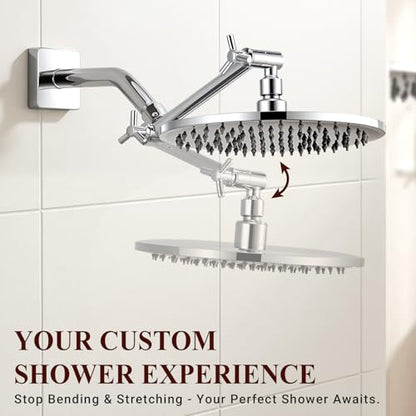 Brass 5 Inch Shower Head Extension Arm for Rain and Handheld Shower Head, Height & Angle Adjustable, Compatible with G1/2 Universal Connector | Easy to Install, Built to Last, Angle and Height Adjustable, Universal Fit