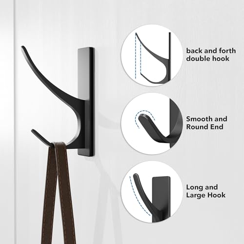 pickpiff Matt Black Self-Adhesive Hook, 13LB Hanger for Coat/Towel, 4-Pack - color: Black, size: 4 Pack