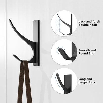 pickpiff Matt Black Self-Adhesive Hook, 13LB Hanger for Coat/Towel, 4-Pack - color: Black, size: 4 Pack