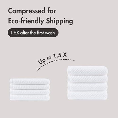 Madison Park 100% Zero Twist Cotton 4 Piece Bathroom Hand Towels, White | 18" x 28" Bath Hand Towels, 500 GSM Diagonal Ribbed, Soft, Quick Dry, Highly Absorbent, Durable, Modern, OEKO TEX - color: White, size: 4 Piece Hand Towel Set