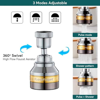 Kitchen Faucet Spray Head, Solid Brass and Stainless Steel, 360 Degree Rotatable Aerator – 3 Flow Mode Adjustable, High Pressure Booster, Anti-Splash, Water Saving Faucet Sink (Medium) - style: Medium