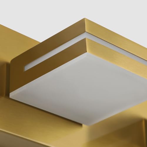SineRise LED Modern Bathroom Vanity Light Fixtures, Modern Acrylic Bathroom Wall Lighting Fixtures Over Mirror, 2-Light, 15.5-Inch, Brass, 100%-0% White - color: Brass, 100%-0% White, size: 2-Light, 15.5-Inch