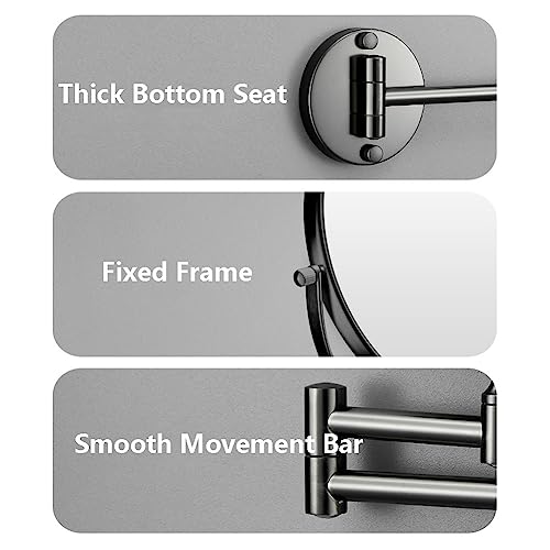 Wall Mounted Makeup Mirror, 1X/3X Magnifying Mirror Double-Sided Shaving Mirror, 360° Extendable Arm Vanity Mirror for Bathroom Hotel, 8 inch