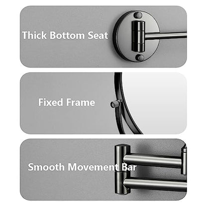 Wall Mounted Makeup Mirror, 1X/3X Magnifying Mirror Double-Sided Shaving Mirror, 360° Extendable Arm Vanity Mirror for Bathroom Hotel, 8 inch